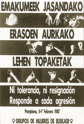 Emakumeen asanbladak, 1987. Txalaparta argitaletxeak Euskal Herriko kartelak liburuen bildumatik utzitako kartela