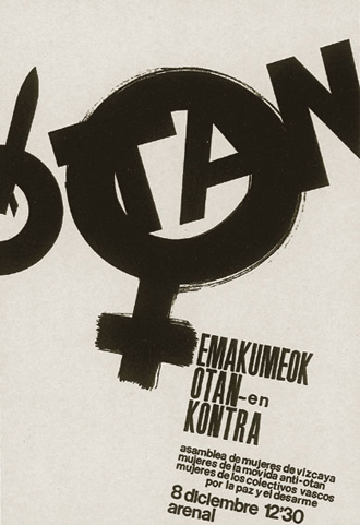 Emakume taldeak OTAN-en kontra. 1986. Txalaparta argitaletxeak Euskal Herriko kartelak liburuen bildumatik utzitako kartela