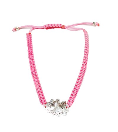 Pulsera rosa de hilo y plata