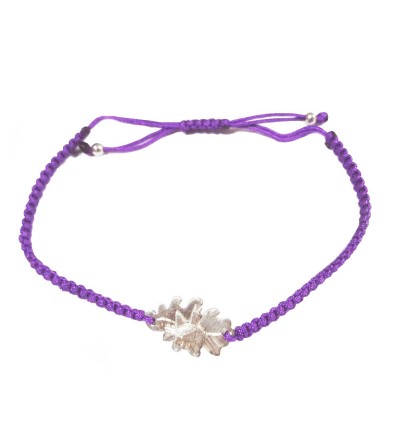 Pulsera morada de hilo y plata