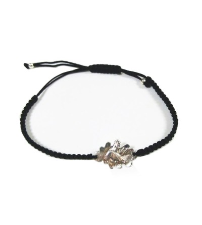 Pulsera negra de hilo y plata