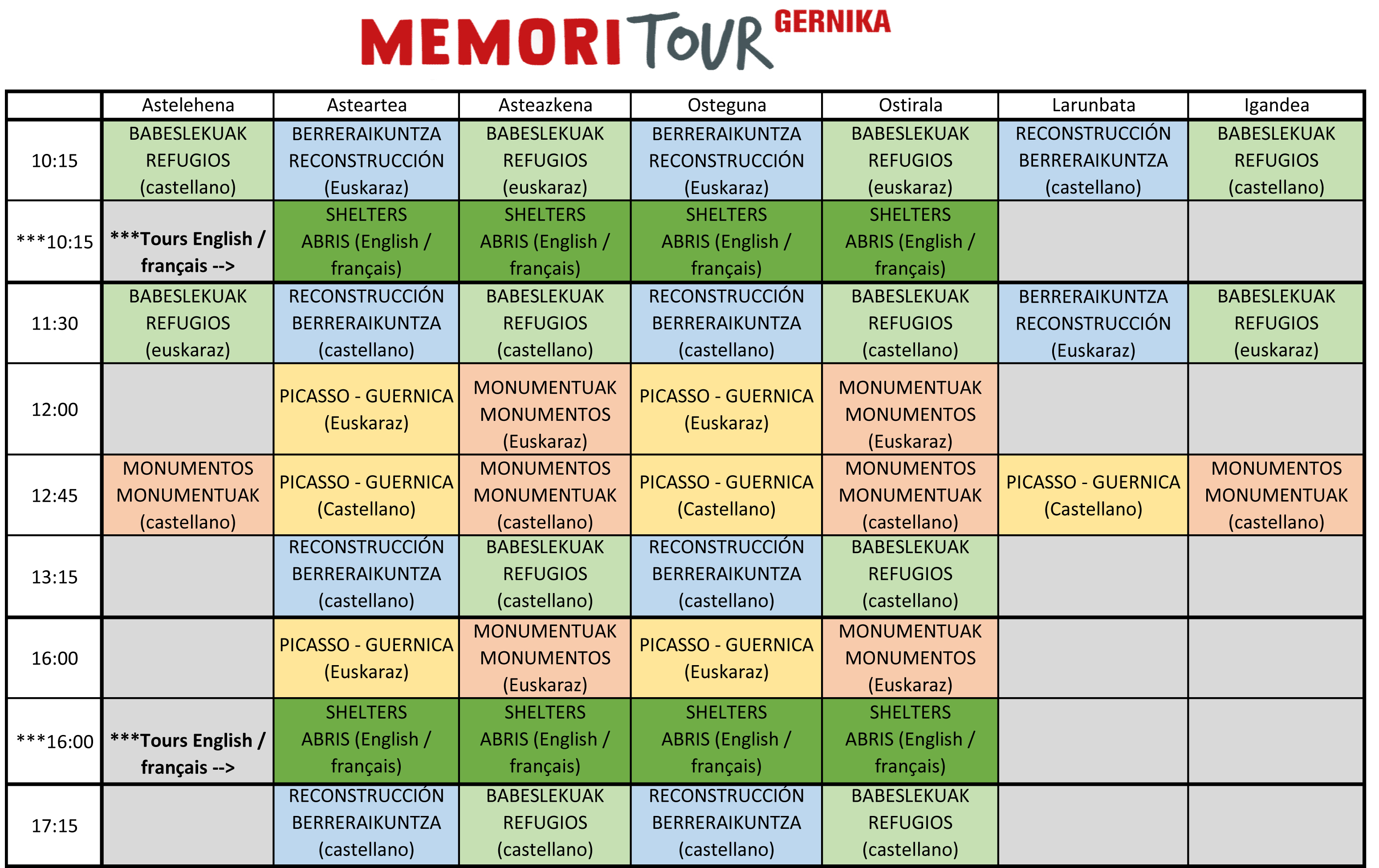 horario de rutas guiadas memoritour gernika 